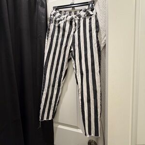 Curvy Striped Black and White Skinny Jeans